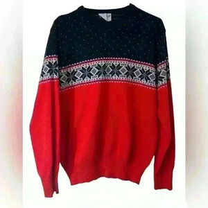 Vintage Meister Mens Large? Red/Blue Wool Blend Pullover Crewneck Ski Sweater